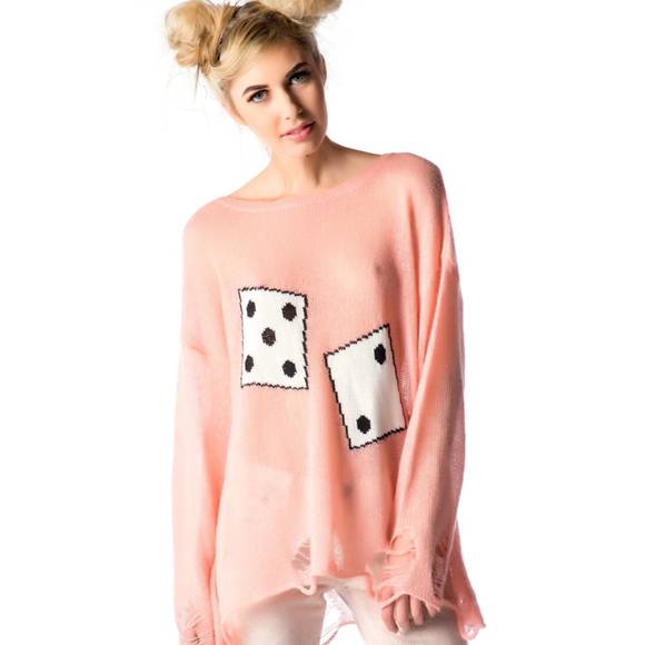 Wildfox Sweaters - WILDFOX Distress Dice Bateau Slouchy Sweater